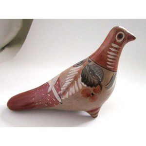 Tonala Mexican Pottery Dove-Bird Folk Art Figurine - Hand Painted 4.5" Vintage